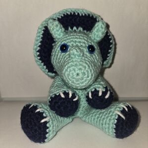 Baby Triceratops Dinosaur Stuffed Crochet Animal Handmade Customizable